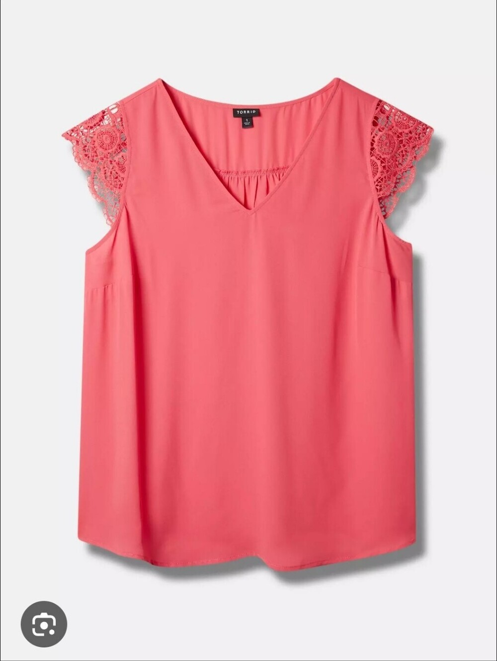 torrid Womens Plus Size Coral V-Neck Tank with Lace Cap Sleeves Size 2X
